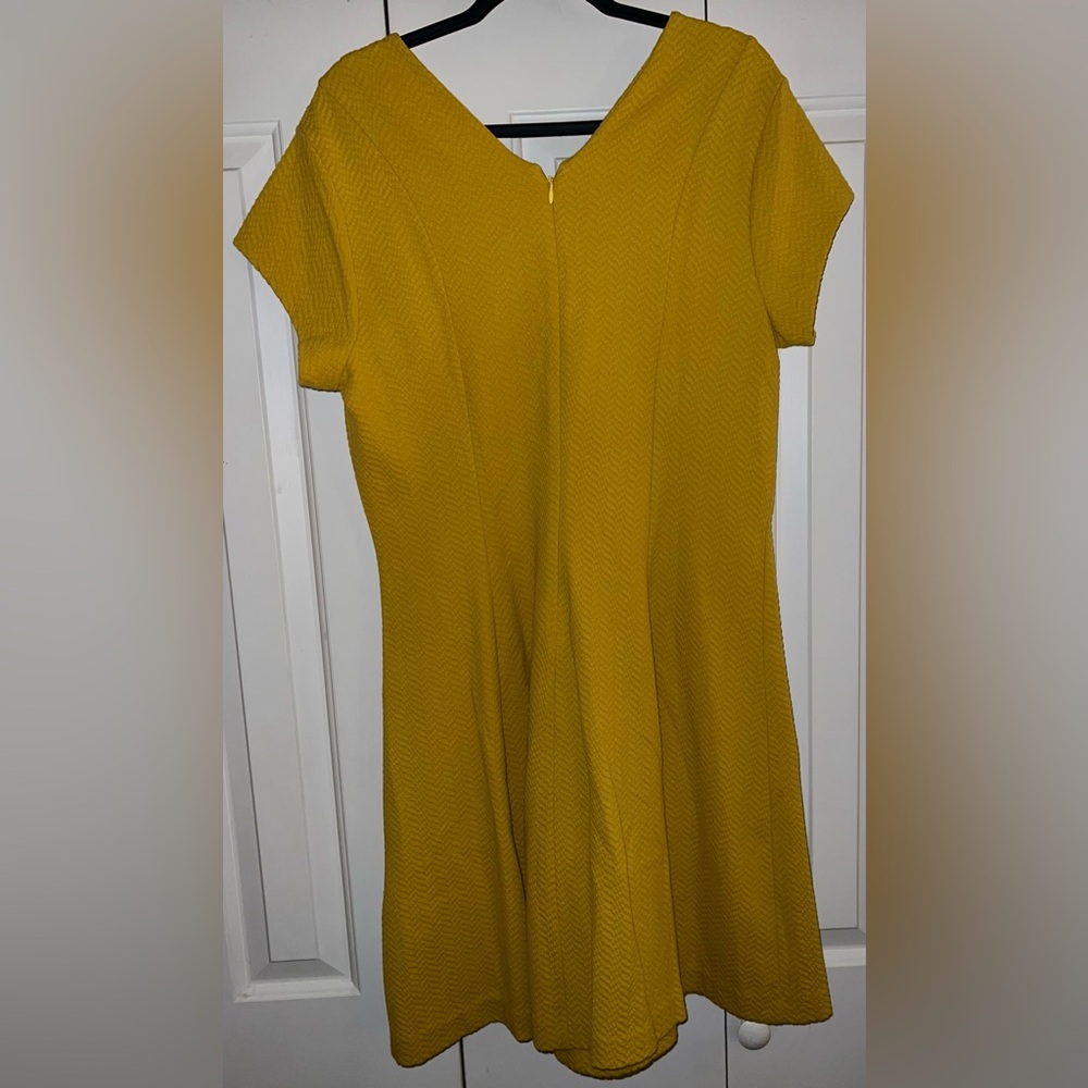 Banana Republic mustard yellow jacquard knit fit and flare dress Size 14 - Picture 6 of 9